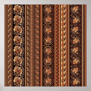 Abstract ethnic stripy ornamental vintage backgrou poster