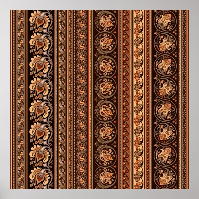 Abstract ethnic stripy ornamental vintage backgrou poster (Front)