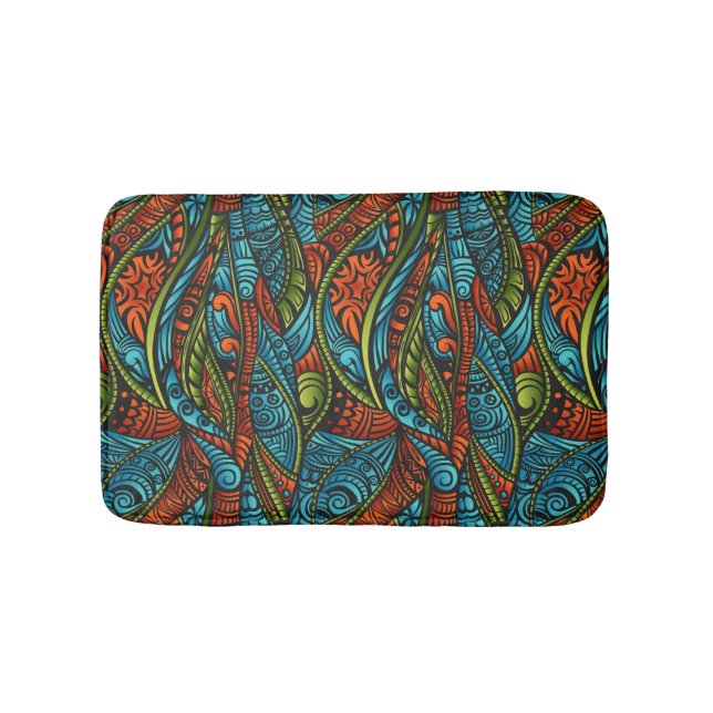 Abstract ethnic wallpaper bath mat (Front)