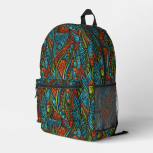 Abstract ethnic wallpaper printed backpack