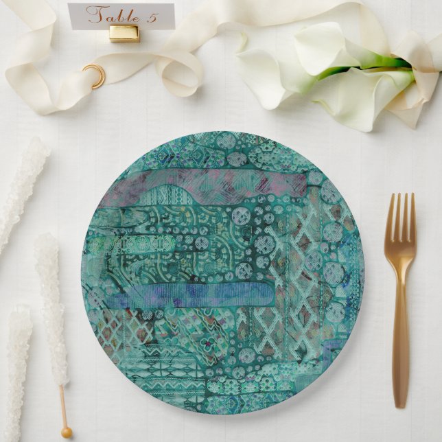 Abstract Ethno Pattern - Folklore Art 2 Paper Plate (Wedding)