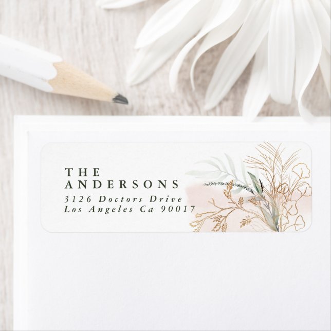 Abstract Eucalyptus Modern Wedding return address Label (Insitu)
