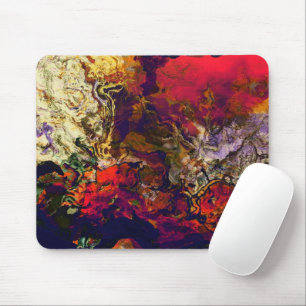 Abstract Evening Red, Cream & Midnight Swirl Mouse Pad