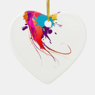 Abstract Exotic Butterfly Paint Splatters Ceramic Tree Decoration