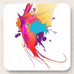 Abstract Exotic Butterfly Paint Splatters Coaster