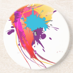Abstract Exotic Butterfly Paint Splatters Coaster