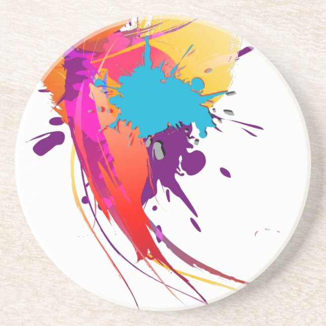 Abstract Exotic Butterfly Paint Splatters Coaster (Front)
