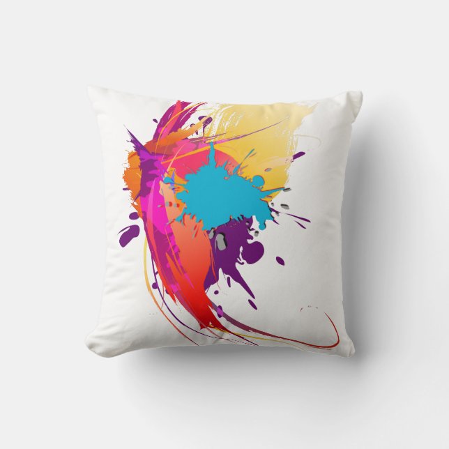 Abstract Exotic Butterfly Paint Splatters Cushion (Front)