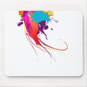 Abstract Exotic Butterfly Paint Splatters Mouse Pad
