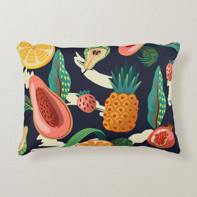 Abstract Exotic Fruits: Textured Seamless Decorative Cushion (Front)