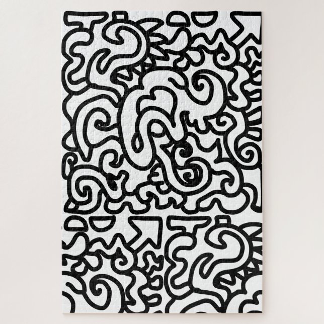 Abstract Expert Black and White jigsaw puzzle (Vertical)