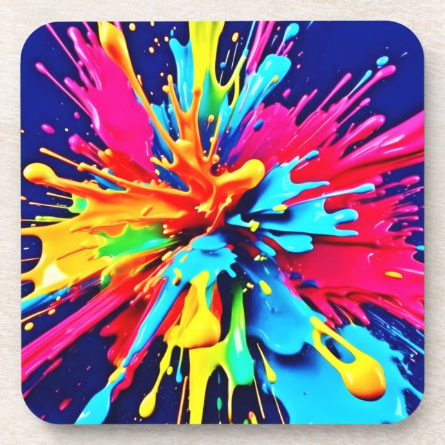 Abstract Explosion of Colour and Paint Coaster (Front)