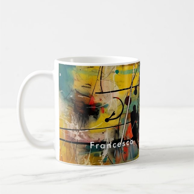 Abstract explosion of vibrant colours and dynamic  coffee mug (Left)
