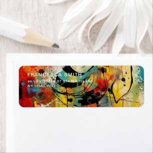 Abstract explosion of vibrant colours and dynamic return address label