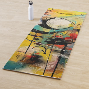Abstract explosion of vibrant colours and dynamic yoga mat