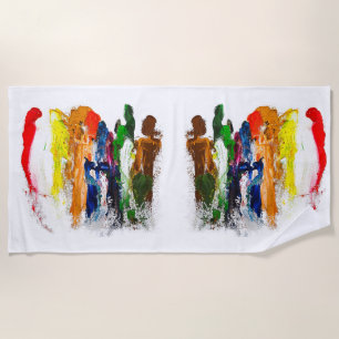Abstract Expression of Human Figures in Motion Beach Towel