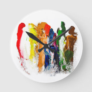 Abstract Expression of Human Figures in Motion Round Clock