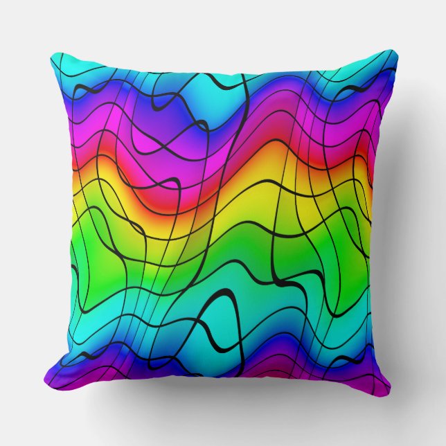 Abstract expression Rainbow Colours Unique Pattern Cushion (Front)