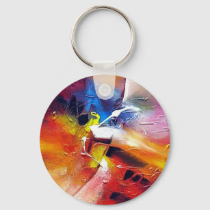 Abstract Expressionism Painting Key Ring