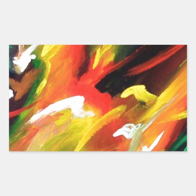 Abstract Expressionism Painting Rectangular Sticker (Front)
