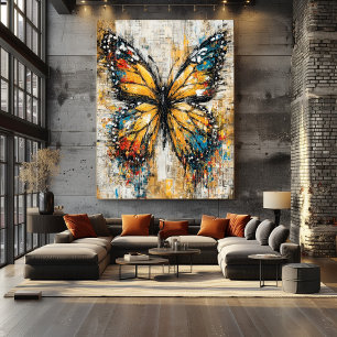 Abstract Expressionist Butterfly Painting Colourfu Poster