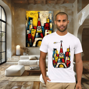 Abstract Expressionist Cityscape Modern Urban Ar T-Shirt