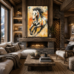 Abstract Expressionist Horse Painting Dynamic Poster