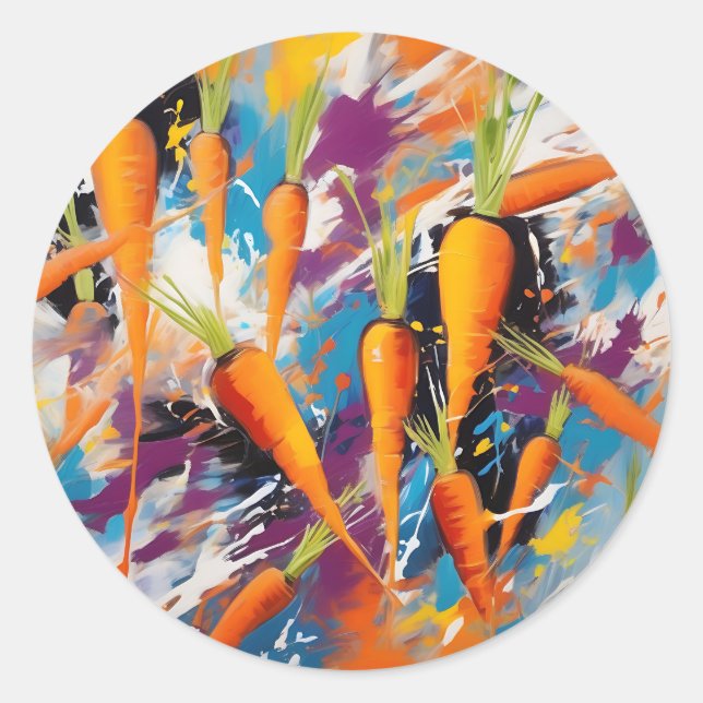 Abstract Expressionist Pattern of Carrots  Classic Round Sticker (Front)