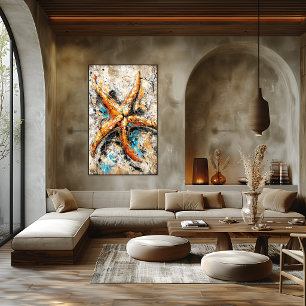 Abstract Expressionist Starfish Painting Coastal Poster