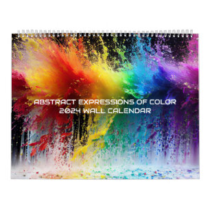 Abstract Expressions of Colour Rainbow Paint Splas Calendar