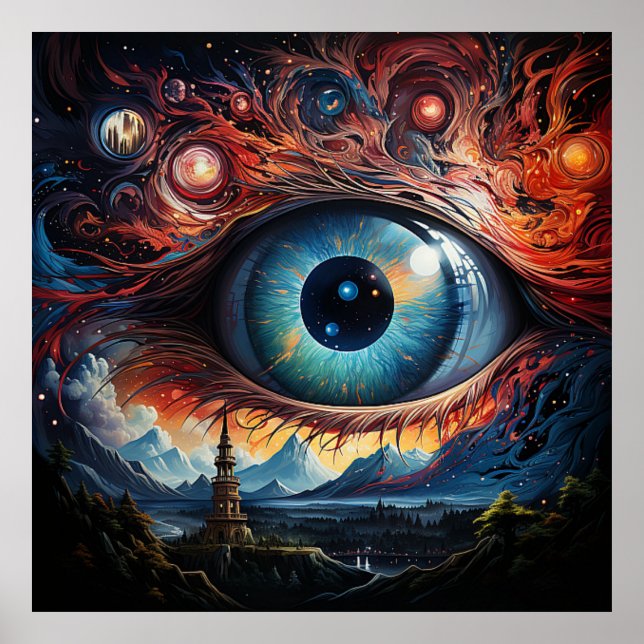 Abstract Eye Art Trippy Skyscape Poster (Front)