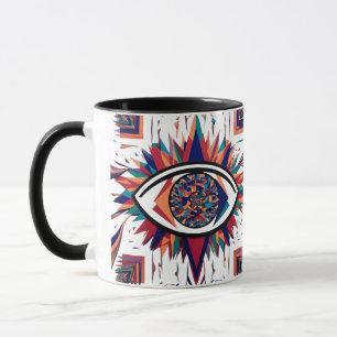 Abstract Eye Geometric Burst – Modern Surreal Comb Mug