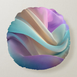 Abstract Fabric Texture in Pastel Tones Round Cushion