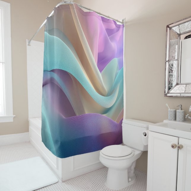 Abstract Fabric Texture in Pastel Tones Shower Curtain (In Situ)