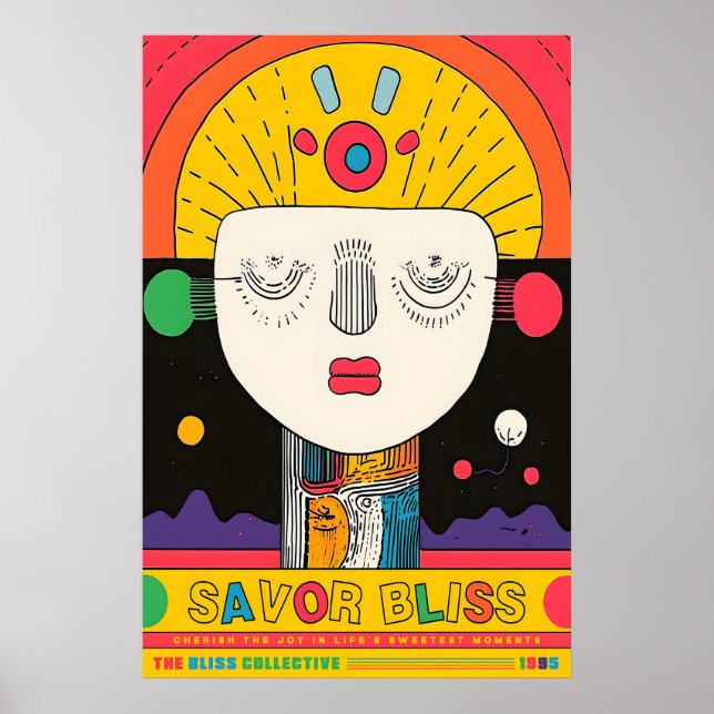 Abstract Face Art Print Retro Pop Exhibition (Front)