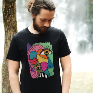 Abstract Face Colourful Artsy Fun Whimsical Modern T-Shirt
