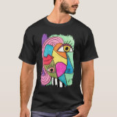 Abstract Face Colourful Artsy Fun Whimsical Modern T-Shirt (Front)