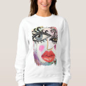 Abstract Face Colourful Cool Graffiti Whimsical Ar Sweatshirt (Front)