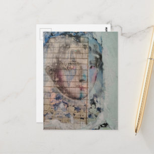 Abstract Face Grunge Collage Postcard