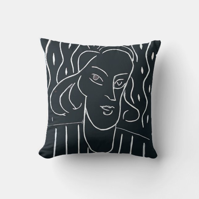 Abstract Face In Black Cushion (Front)