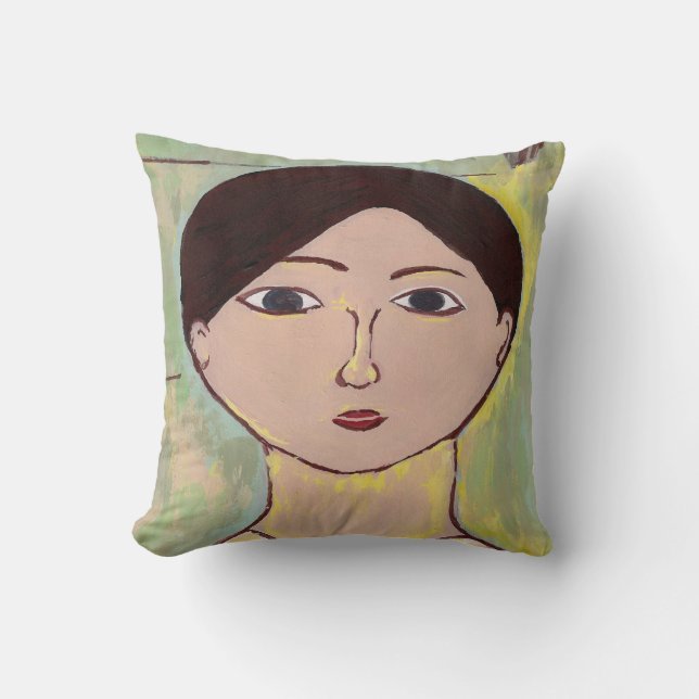 Abstract Face In Blue Cushion (Front)