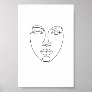 Abstract Face Minimalist Line Art Poster