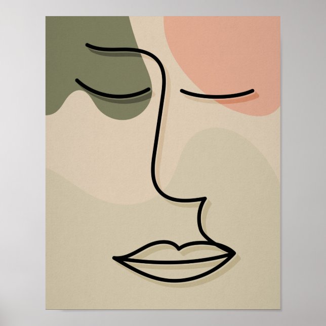 Abstract Face Muted Tones Earth Tones Boho Trendy Poster (Front)