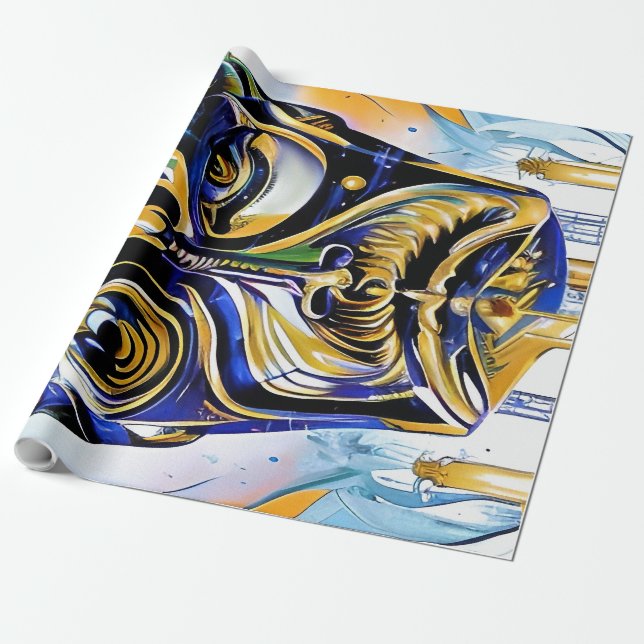 Abstract face of an alien wrapping paper (Unrolled)