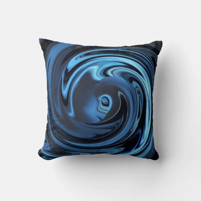 Abstract Face of Innocence in Blue Throw Pillow (Front)