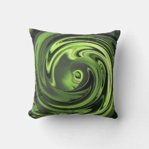 Abstract Face of Innocence in Green Outdoor Pillow