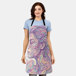 Abstract Face Portrait Pastel Ink Apron