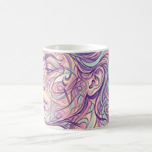 Abstract Face Portrait Pastel Soft Ink Coffee Mug