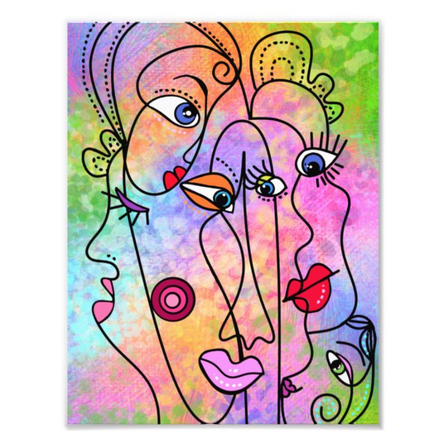 Abstract Face Poster Cubism Painting (Front)