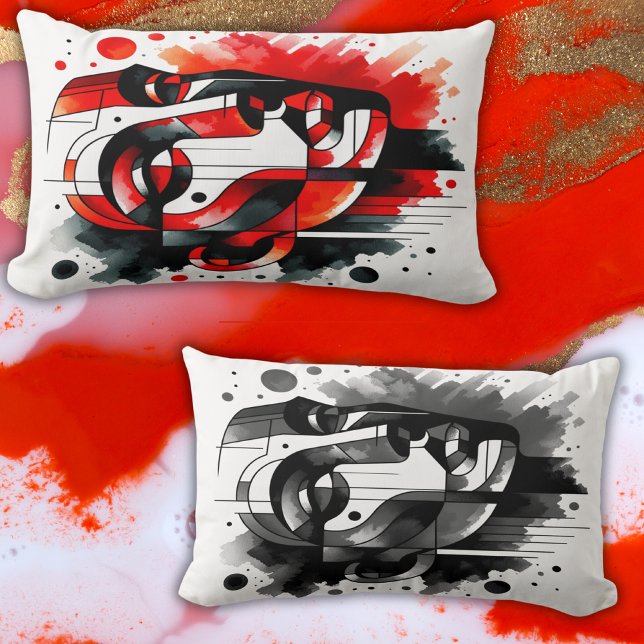 Abstract Face Red, Black & White |  Lumbar Cushion (Creator Uploaded)